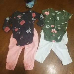 Floral Onesies & Pants Set